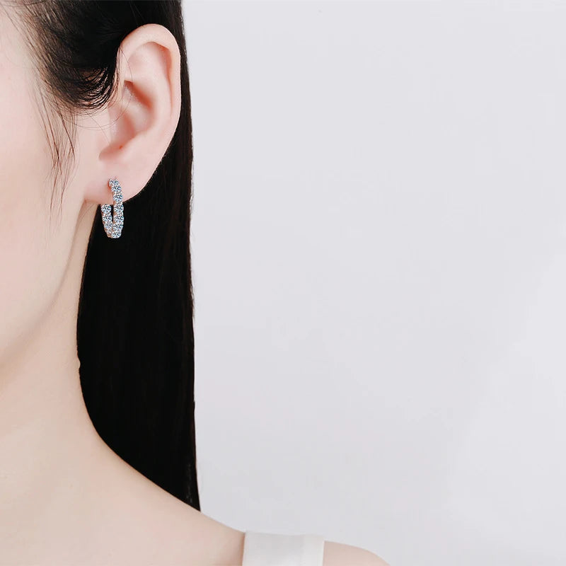 2.6 Carat Moissanite Gold Plated Hoop Earring Anniversary Gift