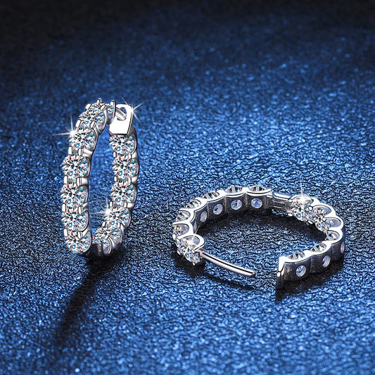 2.6 Carat Moissanite Gold Plated Hoop Earring Anniversary Gift