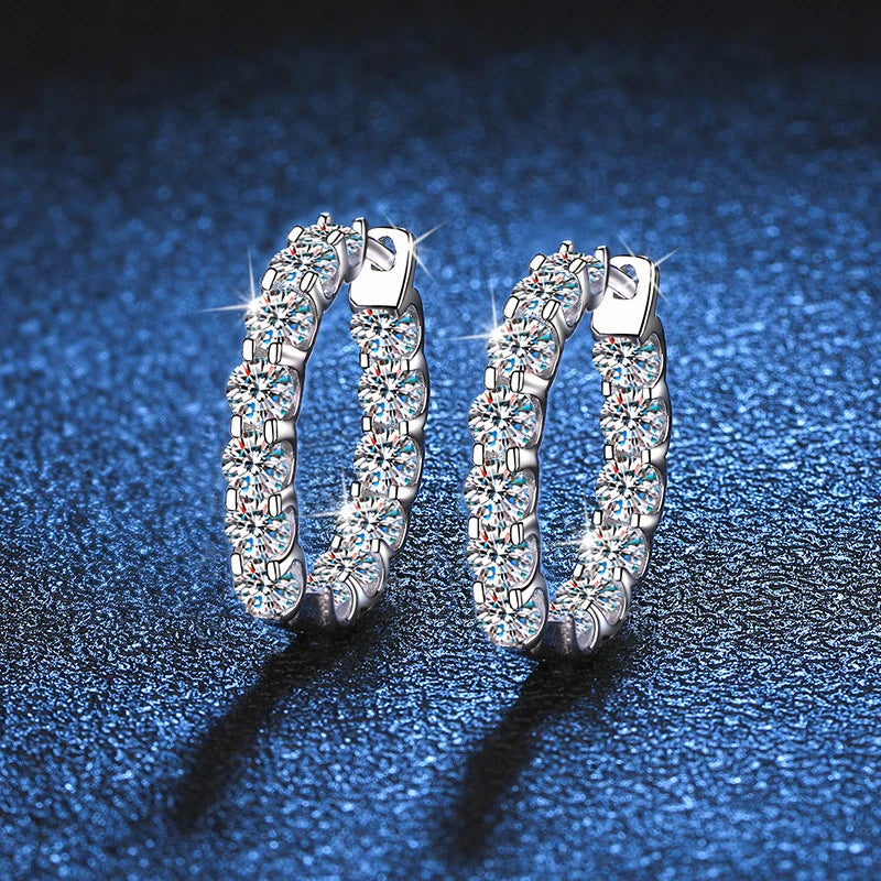 2.6 Carat Moissanite Gold Plated Hoop Earring Anniversary Gift