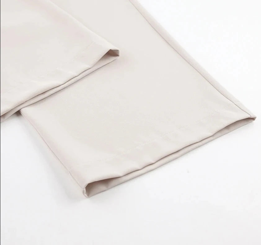 High Waist Wide Leg Suit Tailored Trousers with Long Sleeve Top Set