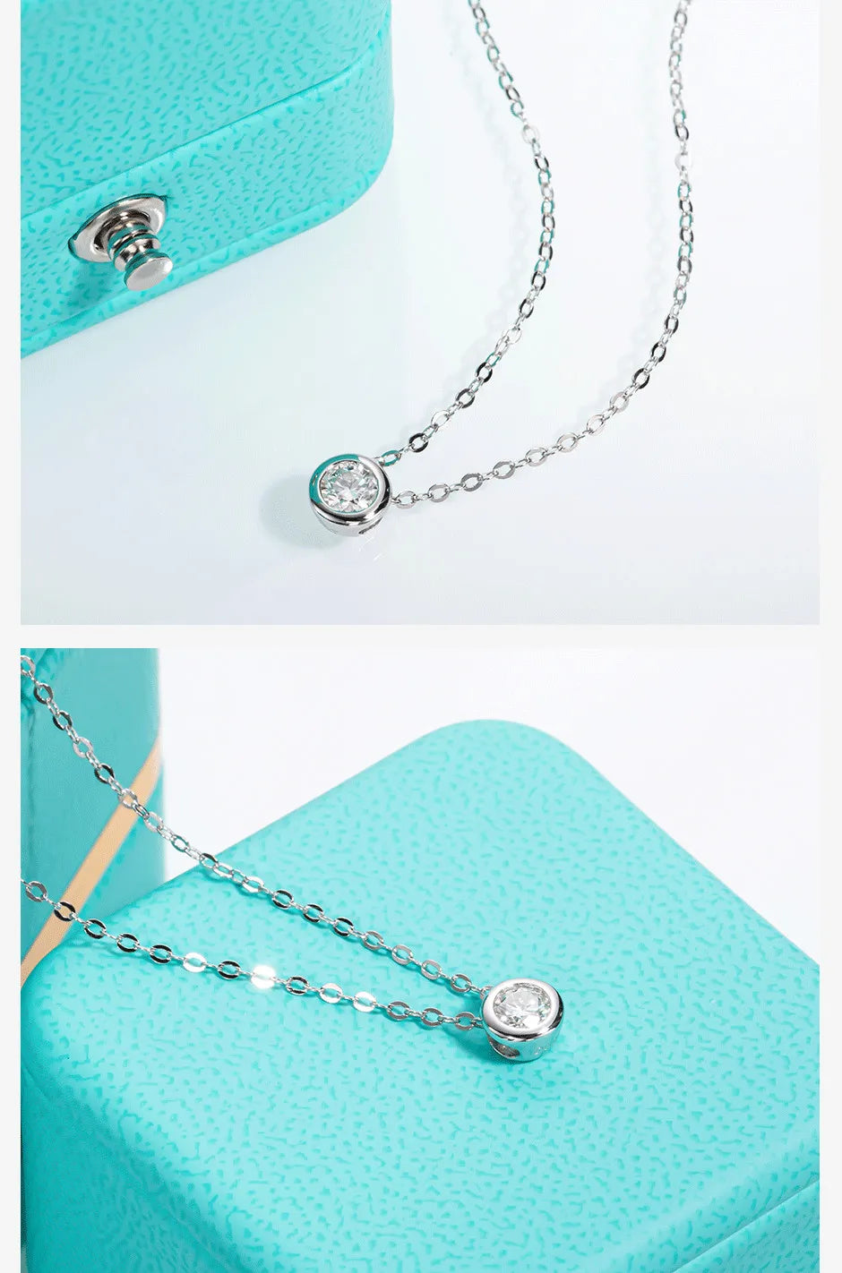 18K Gold Plated 0.3ct Moissanite Round Brilliant Cut Necklace