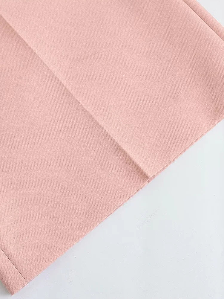 Light Pink Vest and Wide Leg Trousers Suit