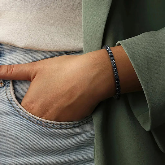 Black Moissanite Tennis Bracelet GRA Certified