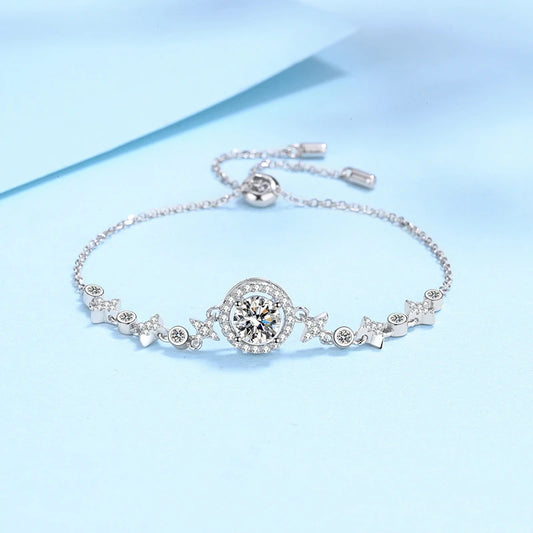 1 Carat 6.5mm Moissanite 18k Gold Plated Bracelet