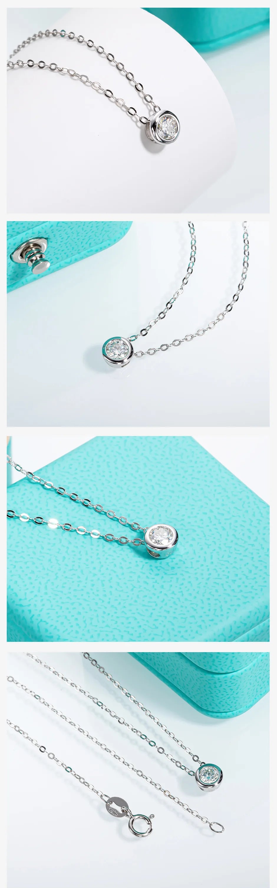 18K Gold Plated 0.3ct Moissanite Round Brilliant Cut Necklace