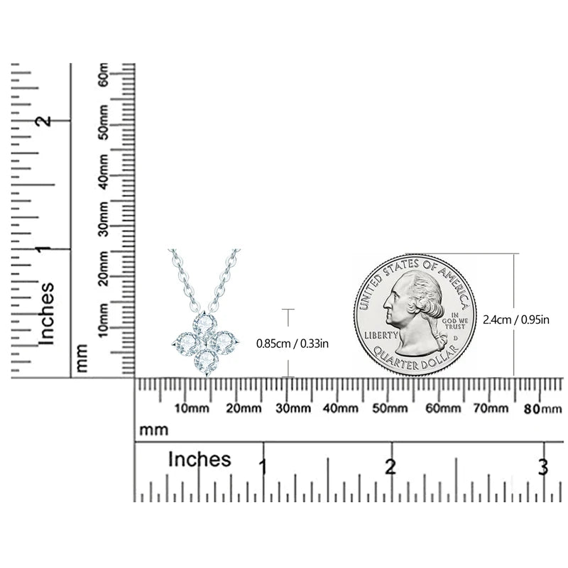 Moissanite Four-leaf Flower Necklace with a Matching Earrings