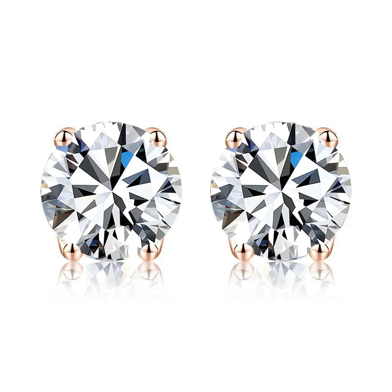18k Gold Plated Round Shape Moissanite Stud Earrings