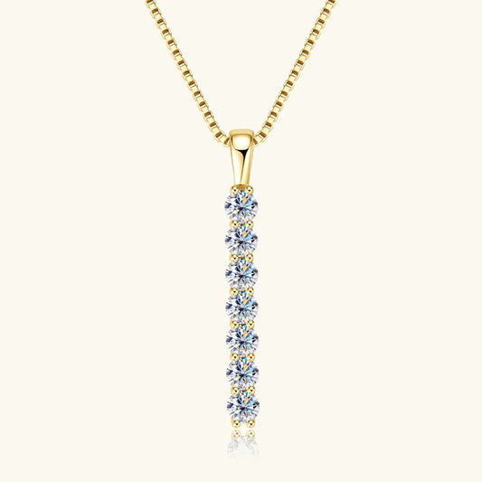 Moissanite 7-stone Bar Necklace - Gift for Her