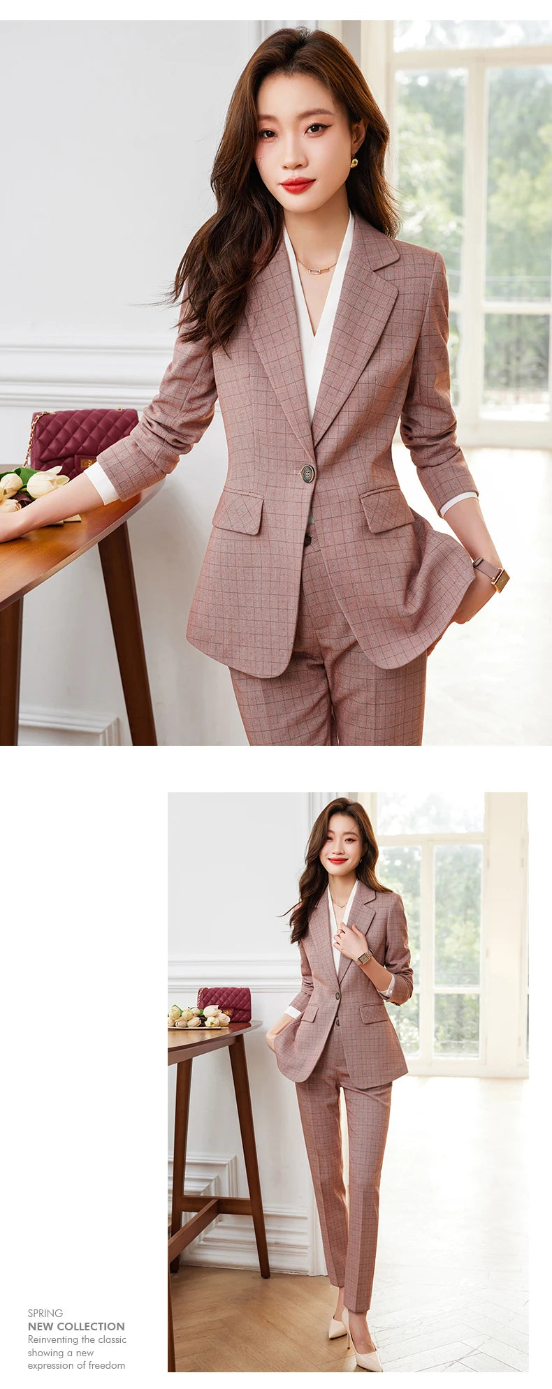 Single Button Formal Plaid Suit