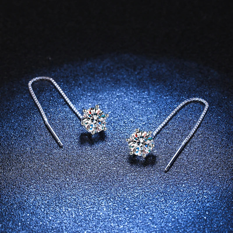 Moissanite White Gold Plated Dangle Earrings