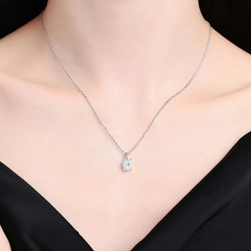 Radiant Cut Moissanite Gold Plated Necklace