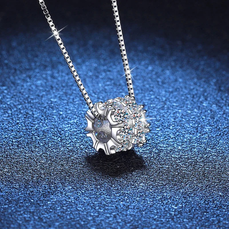 Ring-Shaped Moissanite Pendant Gold Plated Necklace