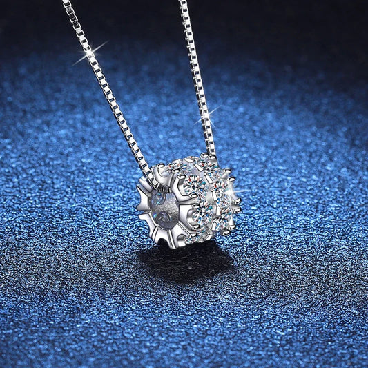 Ring-Shaped Moissanite Pendant Gold Plated Necklace