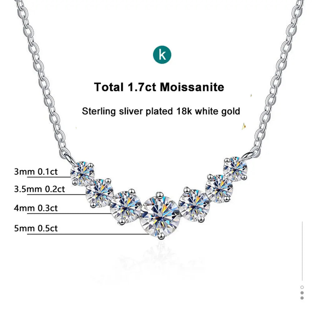 5 Carat Moissanite 18k White Gold Plated Necklace