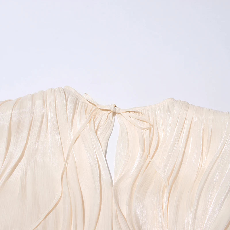 Long Sleeve Ruffle Details Mini Dress