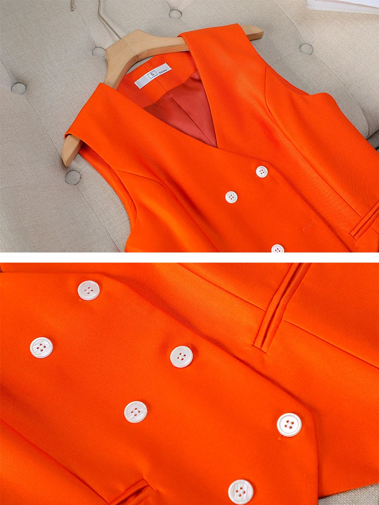 Women's 3 Pcs Vest, Blazer, and Trousers Suit