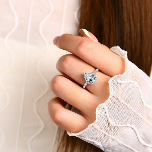 2 Carat Pear Cut Moissanite Wedding Ring