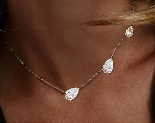 9 Carat East West Pear Cut Moissanite Necklace – Women’s Gift
