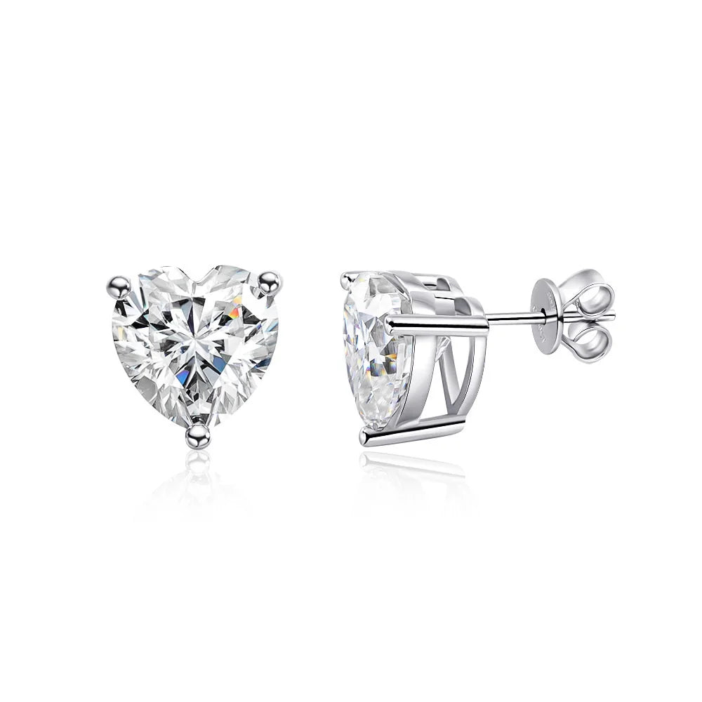 Heart Cut Moissanite Stud Earrings - Valentine's Day Gift for Her