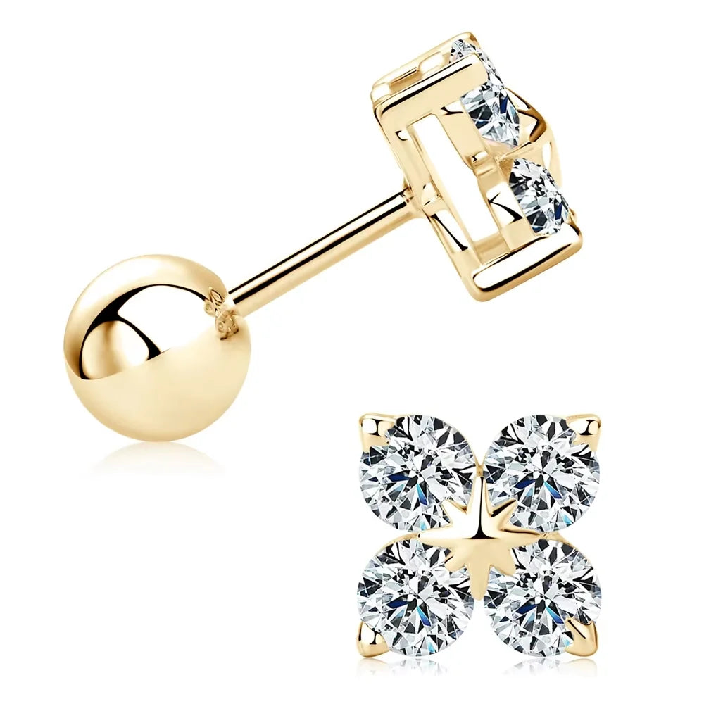 Moissanite Four-leaf Flower Necklace with a Matching Earrings