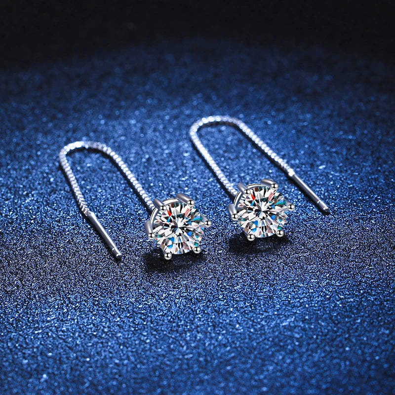 Moissanite White Gold Plated Dangle Earrings