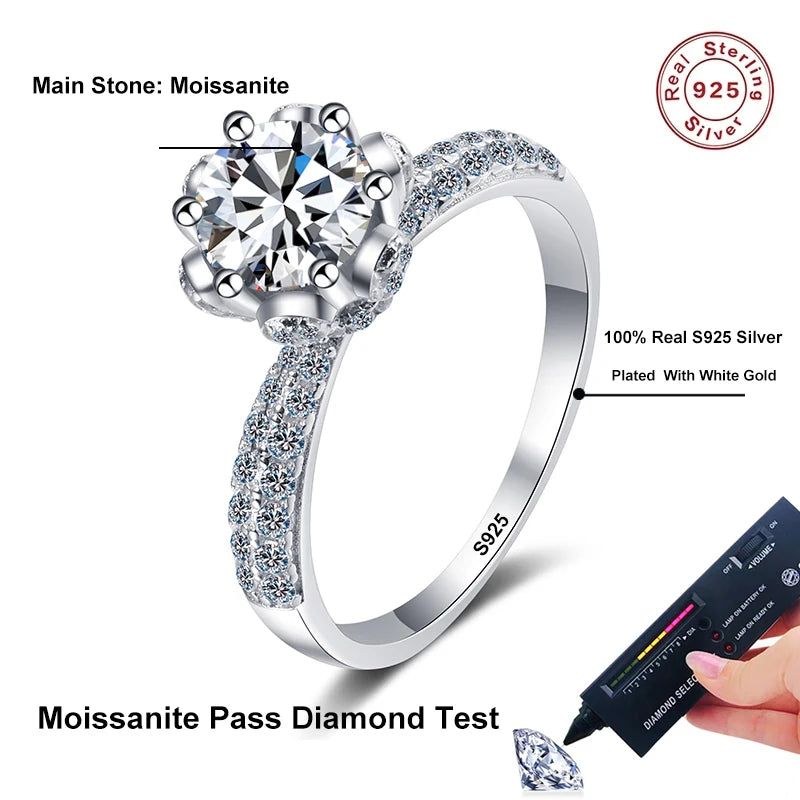 5 Carat Moissanite White Gold Plated Ring
