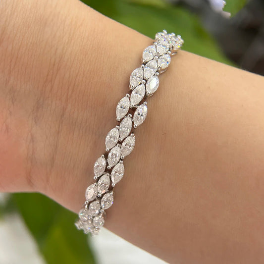 Fleur de Luxe Marquise Cut Moissanite Tennis Bracelet – GRA Certified