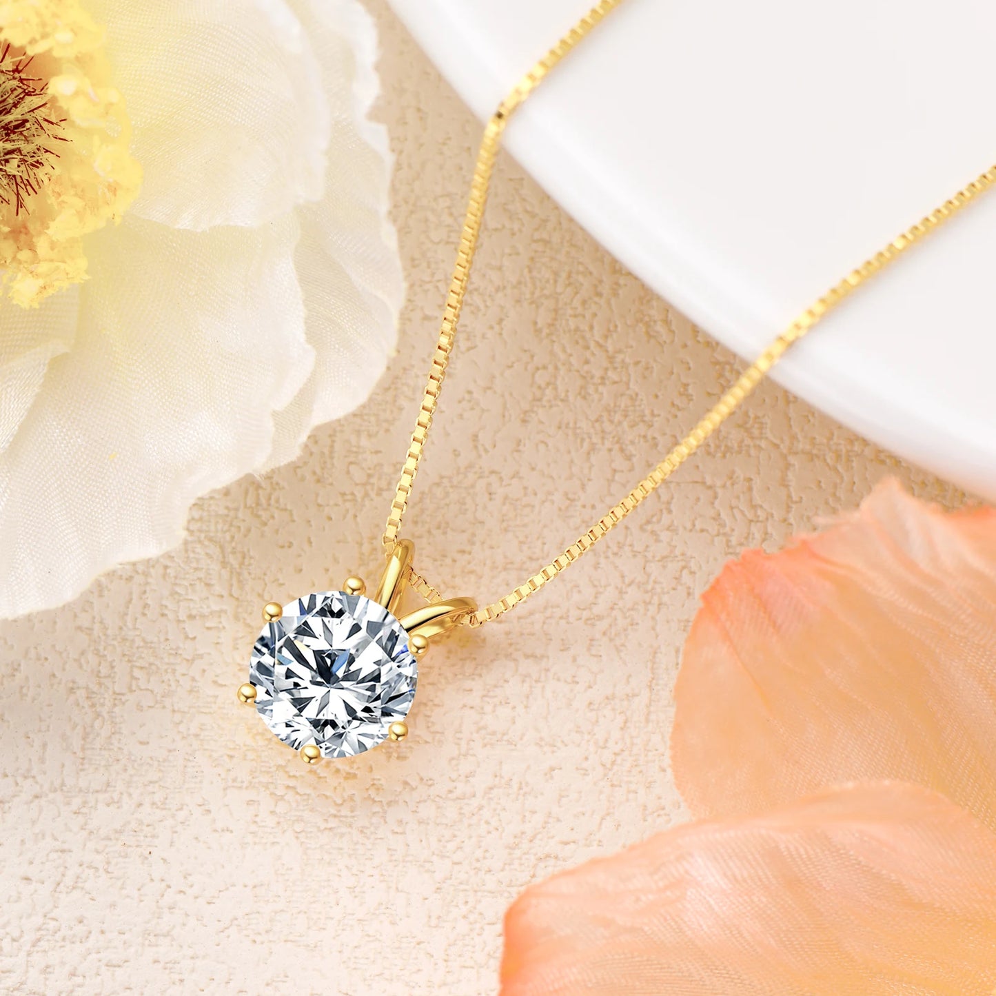 Moissanite Pendant Necklace – 0.5ct to 5ct Round Cut