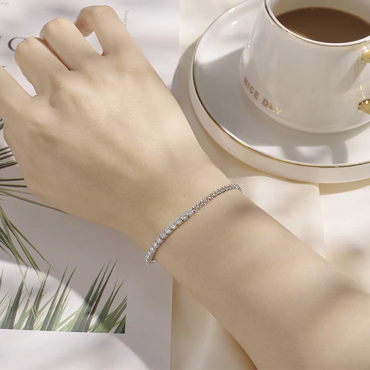 18k Gold Plated Half Tennis Bracelet - Birthday Gift For Her