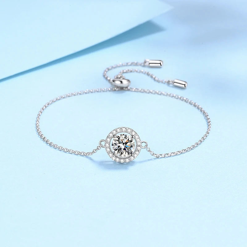 1 Carat 6.5mm Moissanite 18k Gold Plated Bracelet