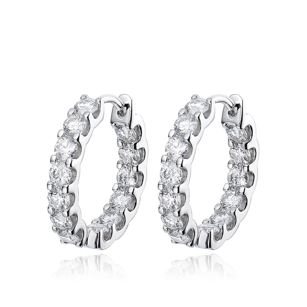 2.6 Carat Moissanite Gold Plated Hoop Earring Anniversary Gift