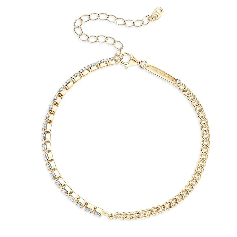 18k Gold Plated Half Tennis Bracelet - Birthday Gift For Her
