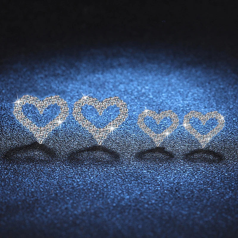 Heart Shape Moissanite Stud Earrings - Valentine's Day Gift