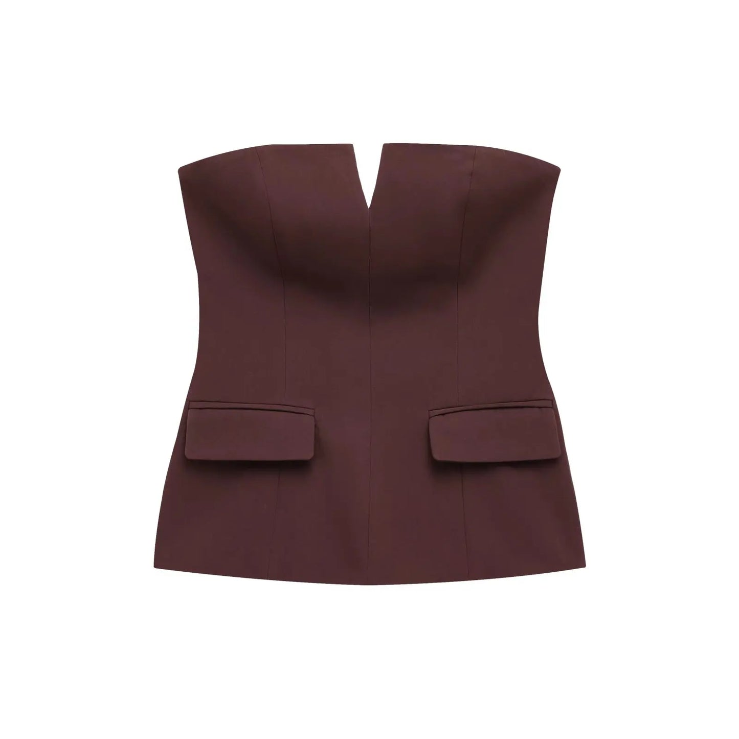 Strapless Blazer Design Crop Top