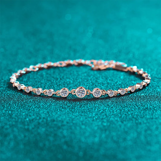 18K Gold Plated Round Shape Moissanite Diamond Bracelet