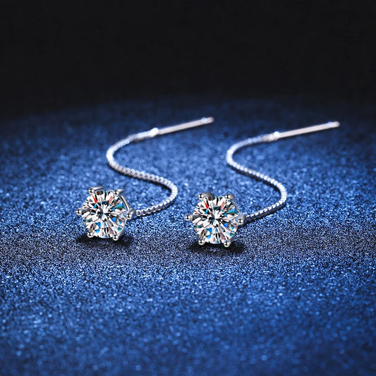 Moissanite White Gold Plated Dangle Earrings