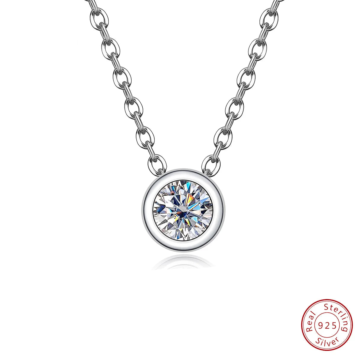 18K Gold Plated 0.3ct Moissanite Round Brilliant Cut Necklace