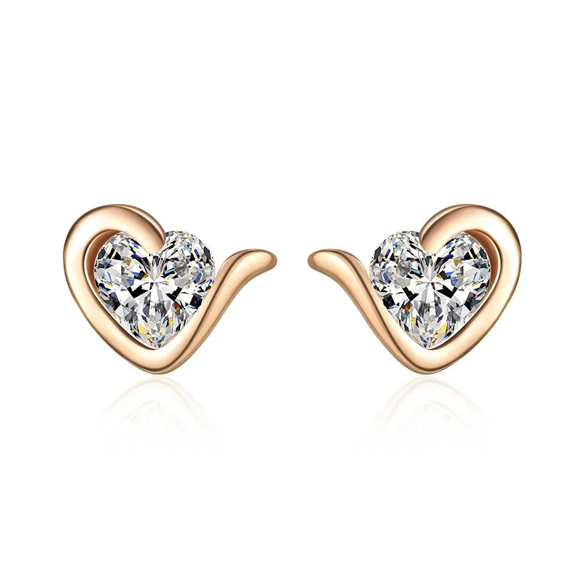 Heart Moissanite Stud Earrings - Teenage Girl Gift