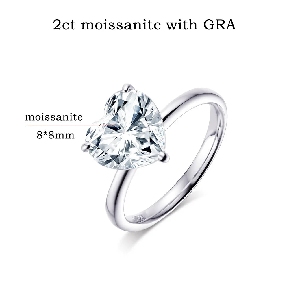 Heart Cut Moissanite Solitaire Ring GRA Certified - Valentine's Gift For Girlfriend