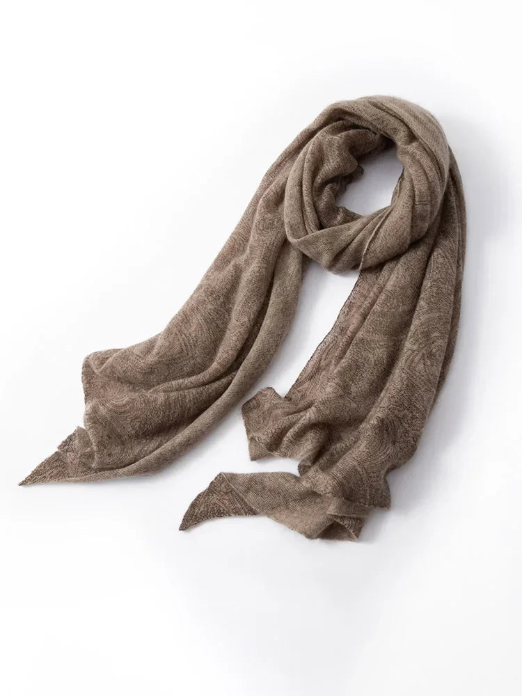 100% Baby Cashmere Paisley Eco-Printed Luxury Scarf