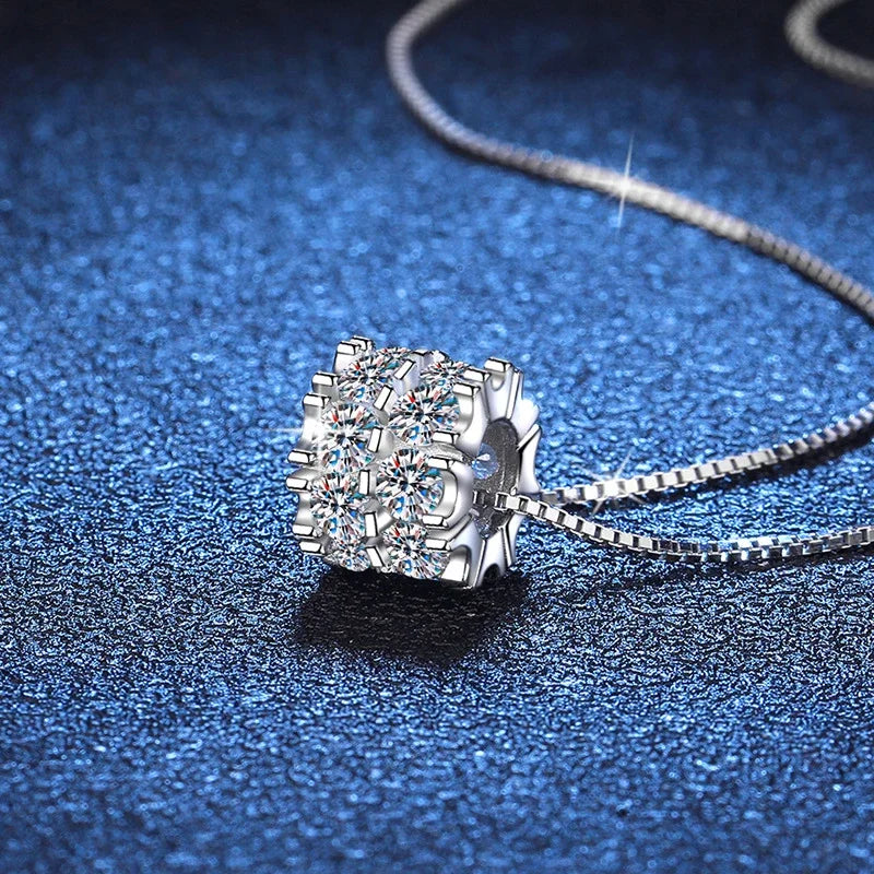 Ring-Shaped Moissanite Pendant Gold Plated Necklace