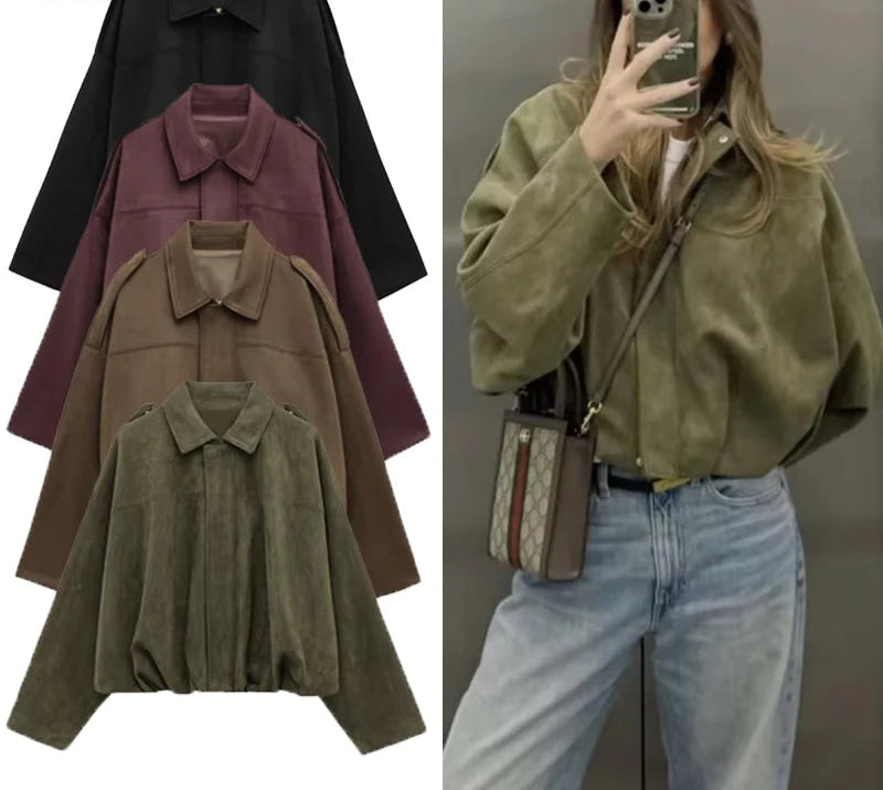 Women's Suede Bomber Jacket