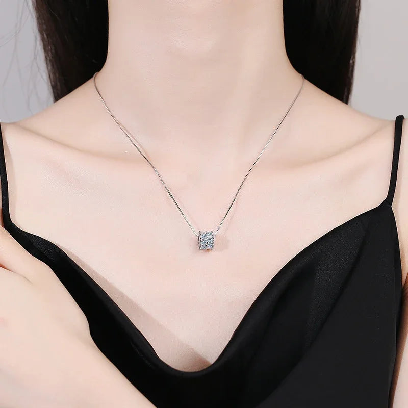 Ring-Shaped Moissanite Pendant Gold Plated Necklace
