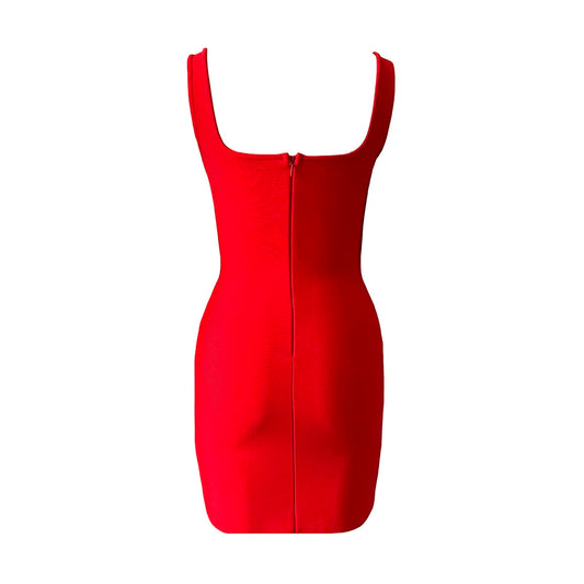 Beaded Tassel Square-Neck Mini Bandage Dress