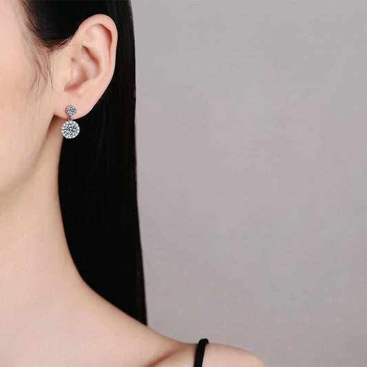 18k White Gold Plated 2 CT Moissanite Drop Earrings