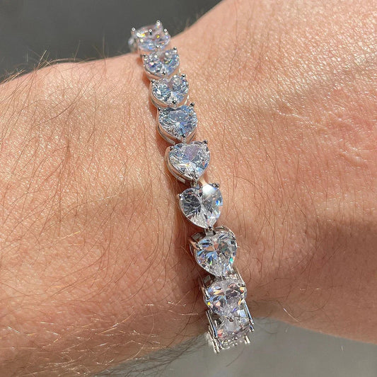 Heart Cut Moissanite Tennis GRA Certified Bracelet - Valentine Gift