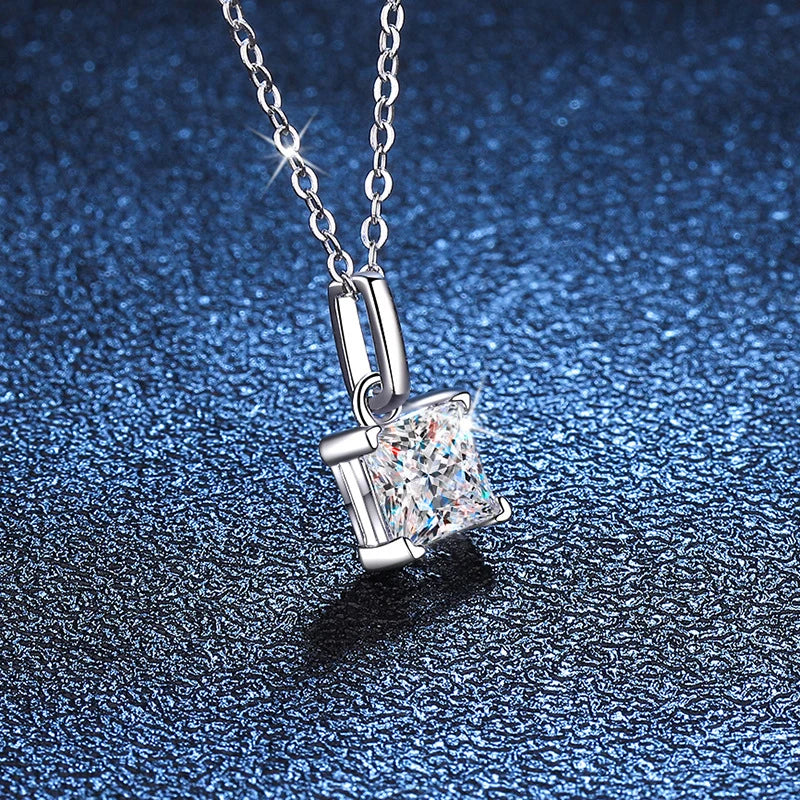 1.2ct Princess Cut Moissanite Necklace