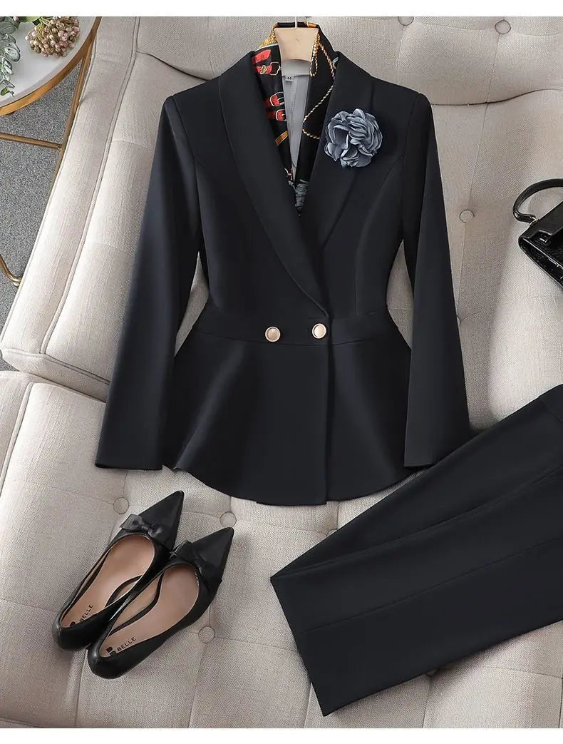 Women’s Formal Suit – Single Button Blazer & Ankle-Length Pencil Pants