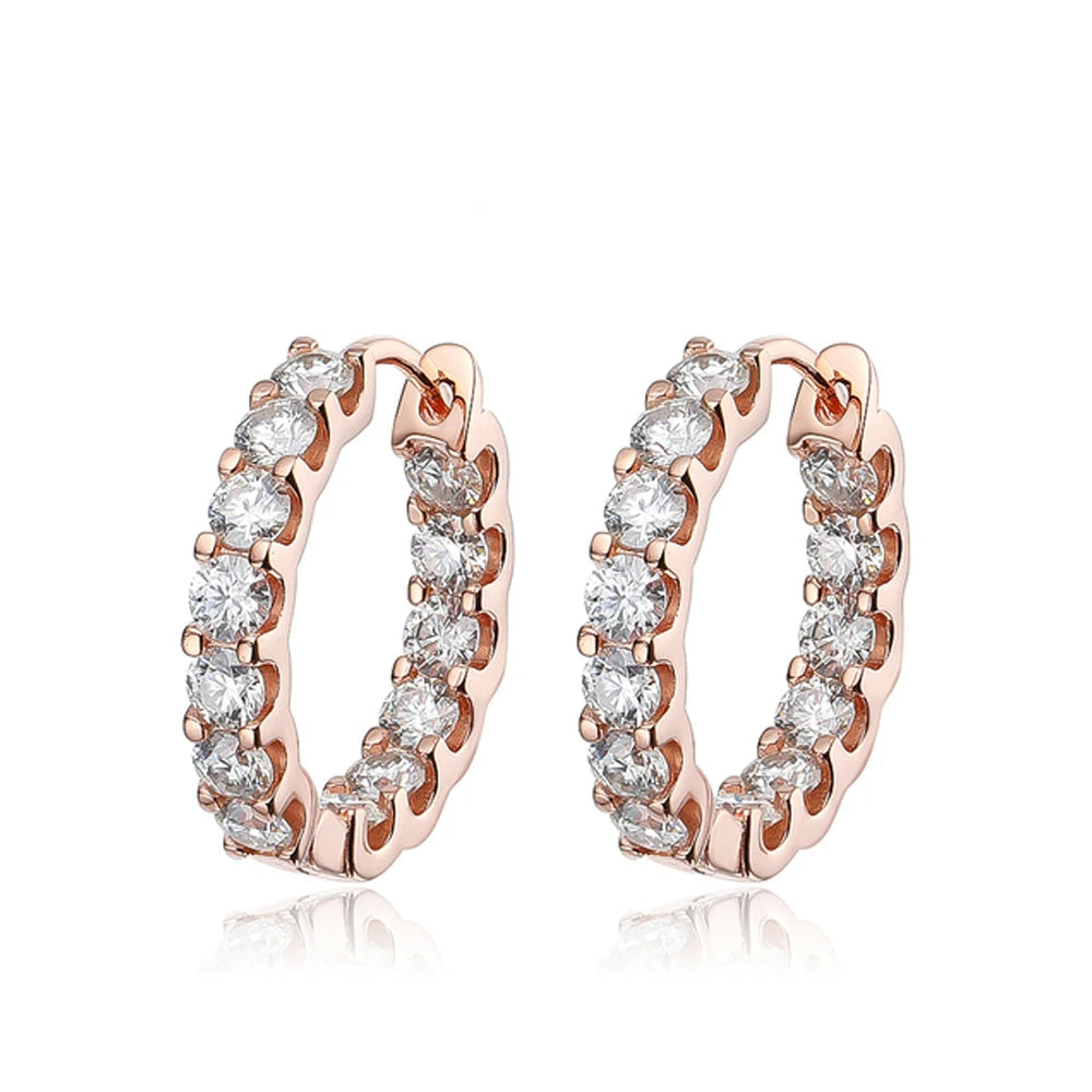 2.6 Carat Moissanite Gold Plated Hoop Earring Anniversary Gift