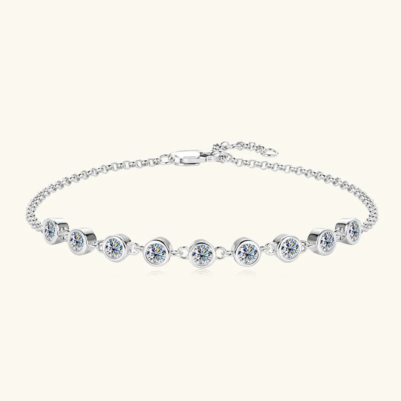 18K Gold Plated Moissanite Charm Bracelet – 9-Stone D Color VVS1